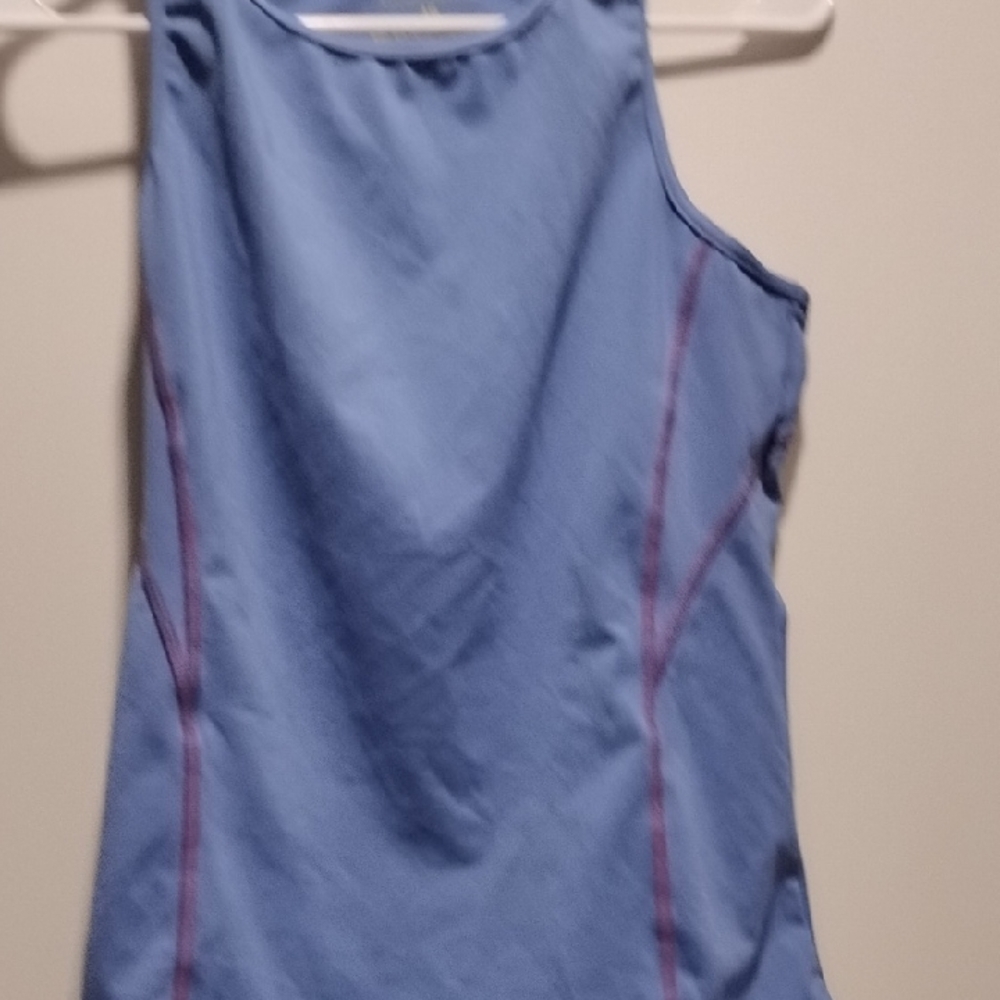 L.L. Bean Blue Tank Top with Pink Stitching